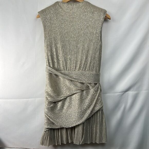 Maje Gold lame wrap top event dress size 40 (Large)  Repaired - Picture 10 of 15